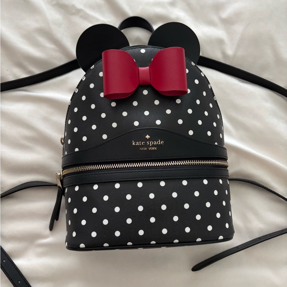 Kate Spade New York X Disney Minnie Dome Backpack Polka Dot Leather - Picture 3 of 7